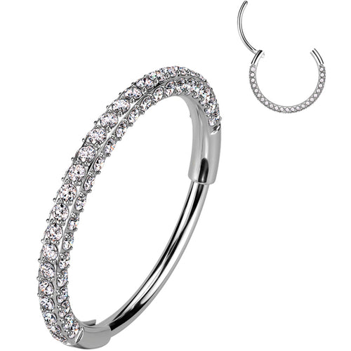 18G Implant Grade Titanium Triple Sided Micro Gem Hinged Nose Hoop